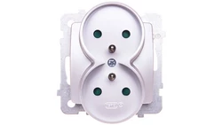 KARO Gniazdo podwójne z/u z przesłonami srebrny perłowy GP-2SRZP/m/43