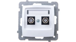 KARO Gniazdo antenowe podwójne typu F białe GPA-2SF/m/00