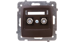 KARO Gniazdo antenowe podwójne typu F czekoladowy metalik GPA-2SF/m/40