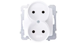 KARO Gniazdo podwójne b/u srebrny perłowy GP-2SR/m/43