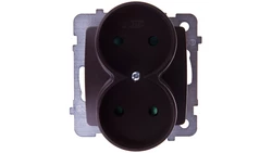 KARO Gniazdo podwójne b/u z przesłonami czekoladowy metalik GP-2SRP/m/40