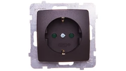 KARO Gniazdo pojedyncze z/u Schuko z przesłonami czekoladowy metalik GP-1SSP/m/40