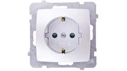 KARO Gniazdo pojedyncze z/u Schuko z przesłonami srebrny perłowy GP-1SSP/m/43