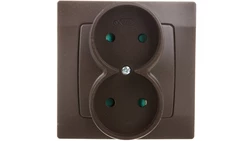 KARO Gniazdo podwójne b/u z przesłonami czekoladowy metalik GP-2SP/40