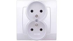 KARO Gniazdo podwójne z/u srebrny perłowy GP-2SZ/43