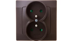 KARO Gniazdo podwójne z/u z przesłonami czekoladowy metalik GP-2SZP/40