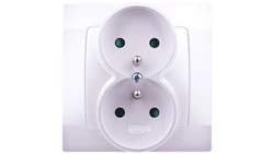 KARO Gniazdo podwójne z/u z przesłonami srebrny perłowy GP-2SZP/43