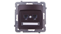 KARO Gniazdo telefoniczne podwójne RJ11 niezależne czekoladowy metalik GPT-2SN/m/40