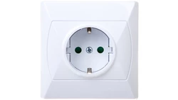 AKCENT Gniazdo pojedyncze z/u Schuko z przesłonami białe GP-1ASP/00