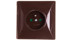 AKCENT Gniazdo pojedyncze z/u z przesłonami brązowe GP-1AZP/24