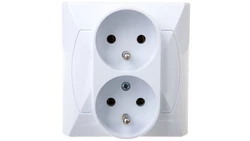 AKCENT Gniazdo podwójne z/u z niezamiennością faz białe GP-2AC/00