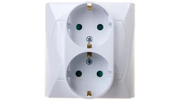 AKCENT Gniazdo podwójne z/u Schuko z przesłonami białe GP-2ASP/00