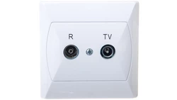 AKCENT Gniazdo antenowe RTV przelotowe 10dB białe GPA-10AP/00