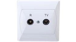 AKCENT Gniazdo antenowe RTV przelotowe 16dB białe GPA-16AP/00