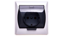 AKCENT Gniazdo bryzgoszczelne z/u Schuko IP44 klapka przezroczysta białe GPH-1AS/00/d