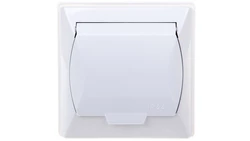 AKCENT Gniazdo bryzgoszczelne z/u Schuko IP44 klapka biała GPH-1AS/00/w
