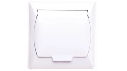 AKCENT Gniazdo bryzgoszczelne z/u IP44 klapka biała GPH-1AZ/00/w