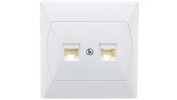 AKCENT Gniazdo komputerowe podwójne RJ45 kat.5e FOREX białe GPK-2A/F/00
