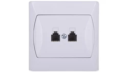 AKCENT Gniazdo telefoniczne podwójne RJ11 niezależne białe GPT-2AN/00