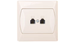 AKCENT Gniazdo telefoniczne podwójne RJ11 niezależne beżowe GPT-2AN/01