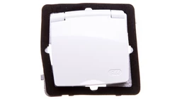 KARO Gniazdo bryzgoszczelne z/u Schuko IP44 klapka biała GPH-1SS/m/00/w
