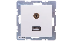 Berker/B.Kwadrat Gniazdo USB 3,5mm Audio kremowe połysk 3315398982