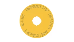 Tabliczka opisowa żółta okrągła fi90 EMERGENCY STOP M22-XAK1 216465